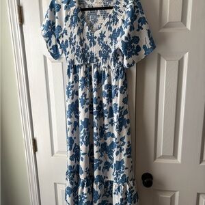 Floral Blue and White Maxi Dress